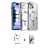MARSİLYAN™- iPhone 14 Kılıf Nova Işık Özel Seri - Siyah Bilvis 3D Mat Cam Ekran Koruyucu + Mavi Shine Kamera Lens