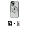 MARSİLYAN™- iPhone 14 Kılıf Nova Işık Özel Seri - Siyah Bilvis 3D Mat Cam Ekran Koruyucu + PVD Metal Kamera Lens - TU