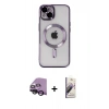 MARSİLYAN™- iPhone 14 Kılıf Nova Işık Özel Seri - Siyah Bilvis 3D Mat Cam Ekran Koruyucu + Raze Metal Kamera Lens - SH
