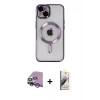 MARSİLYAN™- iPhone 14 Kılıf Nova Işık Özel Seri - Siyah Bilvis 3D Mat Cam Ekran Koruyucu + Raze Metal Kamera Lens - MR