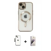 MARSİLYAN™- iPhone 14 Kılıf Nova Işık Özel Seri - Siyah Bilvis 3D Mat Cam Ekran Koruyucu + Shine Kamera Lens - SH