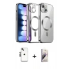 MARSİLYAN™- iPhone 14 Kılıf Nova Işık Özel Seri - Siyah Bilvis 3D Mat Cam Ekran Koruyucu + Shine Kamera Lens - SH