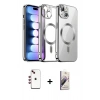MARSİLYAN™- iPhone 14 Kılıf Nova Işık Özel Seri - Siyah Bilvis 3D Mat Cam Ekran Koruyucu + Shine Kamera Lens - KI