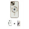 MARSİLYAN™- iPhone 14 Kılıf Nova Işık Özel Seri - Siyah Bilvis 3D Mat Cam Ekran Koruyucu + Shine Kamera Lens - YL
