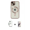 MARSİLYAN™- iPhone 14 Kılıf Nova Işık Özel Seri - Siyah Bilvis 3D Mat Cam Ekran Koruyucu + Shine Kamera Lens - YL