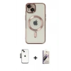 MARSİLYAN™- iPhone 14 Kılıf Nova Işık Özel Seri - Siyah Bilvis 3D Mat Cam Ekran Koruyucu + Shine Kamera Lens - SH