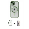 MARSİLYAN™- iPhone 14 Kılıf Nova Işık Özel Seri - Siyah Bilvis 3D Mat Cam Ekran Koruyucu + Shine Kamera Lens - YL