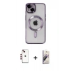 MARSİLYAN™- iPhone 14 Kılıf Nova Işık Özel Seri - Siyah Bilvis 3D Mat Cam Ekran Koruyucu + Shine Kamera Lens - KI