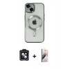 MARSİLYAN™- iPhone 14 Kılıf Nova Işık Özel Seri - Siyah Bilvis 3D Mat Cam Ekran Koruyucu + Siyah PVD Metal Kamera Lens