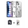 MARSİLYAN™- iPhone 14 Kılıf Nova Işık Özel Seri - Siyah Bilvis 3D Mat Cam Ekran Koruyucu + Siyah PVD Metal Kamera Lens