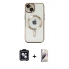 MARSİLYAN™- iPhone 14 Kılıf Nova Işık Özel Seri - Siyah Bilvis 3D Mat Cam Ekran Koruyucu + Siyah PVD Metal Kamera Lens
