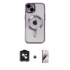 MARSİLYAN™- iPhone 14 Kılıf Nova Işık Özel Seri - Siyah Bilvis 3D Mat Cam Ekran Koruyucu + PVD Metal Kamera Lens - YL