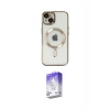 MARSİLYAN™- iPhone 14 Kılıf Nova Işık Özel Seri - Siyah Bilvis 5in1 3D Magic Cam Ekran Koruyucu
