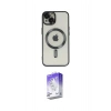 MARSİLYAN™- iPhone 14 Kılıf Nova Işık Özel Seri - Siyah Bilvis 5in1 3D Magic Cam Ekran Koruyucu