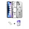 MARSİLYAN™- iPhone 14 Kılıf Nova Işık Özel Seri - Siyah Bilvis 5in1 3D Magic Cam Ekran Koruyucu + Diamond Kamera Lens - YL