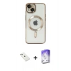 MARSİLYAN™- iPhone 14 Kılıf Nova Işık Özel Seri - Siyah Bilvis 5in1 3D Magic Cam Ekran Koruyucu + Diamond Kamera Lens - YL