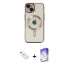 MARSİLYAN™- iPhone 14 Kılıf Nova Işık Özel Seri - Siyah Bilvis 5in1 3D Magic Cam Ekran Koruyucu + Diamond Kamera Lens - YL