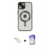 MARSİLYAN™- iPhone 14 Kılıf Nova Işık Özel Seri - Siyah Bilvis 5in1 3D Magic Cam Ekran Koruyucu + Diamond Kamera Lens - YL