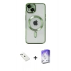 MARSİLYAN™- iPhone 14 Kılıf Nova Işık Özel Seri - Siyah Bilvis 5in1 3D Magic Cam Ekran Koruyucu + Diamond Kamera Lens - YL