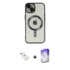 MARSİLYAN™- iPhone 14 Kılıf Nova Işık Özel Seri - Siyah Bilvis 5in1 3D Magic Cam Ekran Koruyucu + Diamond Kamera Lens - KI