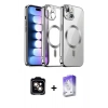 MARSİLYAN™- iPhone 14 Kılıf Nova Işık Özel Seri - Siyah Bilvis 5in1 3D Magic Cam Ekran Koruyucu + PVD Metal Kamera Lens - TU