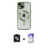 MARSİLYAN™- iPhone 14 Kılıf Nova Işık Özel Seri - Siyah Bilvis 5in1 3D Magic Cam Ekran Koruyucu + PVD Metal Kamera Lens - TU
