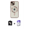 MARSİLYAN™- iPhone 14 Kılıf Nova Işık Özel Seri - Siyah Bilvis 5in1 3D Magic Cam Ekran Koruyucu + PVD Metal Kamera Lens - TU