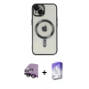 MARSİLYAN™- iPhone 14 Kılıf Nova Işık Özel Seri - Siyah Bilvis 5in1 3D Magic Cam Ekran Koruyucu + Raze Metal Kamera Lens - SH