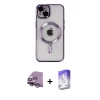 MARSİLYAN™- iPhone 14 Kılıf Nova Işık Özel Seri - Siyah Bilvis 5in1 3D Magic Cam Ekran Koruyucu + Raze Metal Kamera Lens - GS