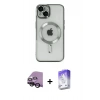 MARSİLYAN™- iPhone 14 Kılıf Nova Işık Özel Seri - Siyah Bilvis 5in1 3D Magic Cam Ekran Koruyucu + Raze Metal Kamera Lens - SH