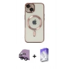 MARSİLYAN™- iPhone 14 Kılıf Nova Işık Özel Seri - Siyah Bilvis 5in1 3D Magic Cam Ekran Koruyucu + Raze Metal Kamera Lens - SH