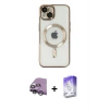 MARSİLYAN™- iPhone 14 Kılıf Nova Işık Özel Seri - Siyah Bilvis 5in1 3D Magic Cam Ekran Koruyucu + Raze Metal Kamera Lens - GS