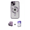 MARSİLYAN™- iPhone 14 Kılıf Nova Işık Özel Seri - Siyah Bilvis 5in1 3D Magic Cam Ekran Koruyucu + Raze Metal Kamera Lens - SH