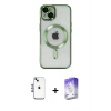 MARSİLYAN™- iPhone 14 Kılıf Nova Işık Özel Seri - Siyah Bilvis 5in1 3D Magic Cam Ekran Koruyucu + Shine Kamera Lens - MI