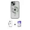 MARSİLYAN™- iPhone 14 Kılıf Nova Işık Özel Seri - Siyah Bilvis 5in1 3D Magic Cam Ekran Koruyucu + Shine Kamera Lens - MI