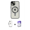 MARSİLYAN™- iPhone 14 Kılıf Nova Işık Özel Seri - Siyah Bilvis 5in1 3D Magic Cam Ekran Koruyucu + Shine Kamera Lens - GS