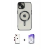 MARSİLYAN™- iPhone 14 Kılıf Nova Işık Özel Seri - Siyah Bilvis 5in1 3D Magic Cam Ekran Koruyucu + Shine Kamera Lens - KI