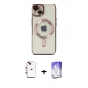 MARSİLYAN™- iPhone 14 Kılıf Nova Işık Özel Seri - Siyah Bilvis 5in1 3D Magic Cam Ekran Koruyucu + Shine Kamera Lens - KI