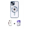 MARSİLYAN™- iPhone 14 Kılıf Nova Işık Özel Seri - Siyah Bilvis 5in1 3D Magic Cam Ekran Koruyucu + Shine Kamera Lens - KI