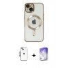 MARSİLYAN™- iPhone 14 Kılıf Nova Işık Özel Seri - Siyah Bilvis 5in1 3D Magic Cam Ekran Koruyucu + Shine Kamera Lens - MI
