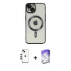 MARSİLYAN™- iPhone 14 Kılıf Nova Işık Özel Seri - Siyah Bilvis 5in1 3D Magic Cam Ekran Koruyucu + Shine Kamera Lens - YL