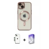 MARSİLYAN™- iPhone 14 Kılıf Nova Işık Özel Seri - Siyah Bilvis 5in1 3D Magic Cam Ekran Koruyucu + Shine Kamera Lens - YL