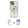 MARSİLYAN™- iPhone 14 Kılıf Nova Işık Özel Seri - Siyah Bilvis 5in1 3D Magic Cam Ekran Koruyucu + Shine Kamera Lens - KI