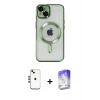 MARSİLYAN™- iPhone 14 Kılıf Nova Işık Özel Seri - Siyah Bilvis 5in1 3D Magic Cam Ekran Koruyucu + Shine Kamera Lens - GD