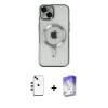 MARSİLYAN™- iPhone 14 Kılıf Nova Işık Özel Seri - Siyah Bilvis 5in1 3D Magic Cam Ekran Koruyucu + Shine Kamera Lens - KI