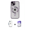 MARSİLYAN™- iPhone 14 Kılıf Nova Işık Özel Seri - Siyah Bilvis 5in1 3D Magic Cam Ekran Koruyucu + Shine Kamera Lens - MI