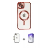 MARSİLYAN™- iPhone 14 Kılıf Nova Işık Özel Seri - Siyah Bilvis 5in1 3D Magic Cam Ekran Koruyucu + Shine Kamera Lens - GD