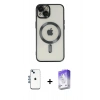 MARSİLYAN™- iPhone 14 Kılıf Nova Işık Özel Seri - Siyah Bilvis 5in1 3D Magic Cam Ekran Koruyucu + Shine Kamera Lens - MI