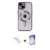 MARSİLYAN™- iPhone 14 Kılıf Nova Işık Özel Seri - Siyah Bilvis 5in1 3D Magic Cam Ekran Koruyucu + Diamond Kamera Lens - SABE