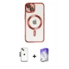 MARSİLYAN™- iPhone 14 Kılıf Nova Işık Özel Seri - Siyah Bilvis 5in1 3D Magic Cam Ekran Koruyucu + Siyah Shine Kamera Lens
